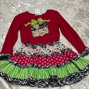 Festive Red and Green Kids Costume Dress